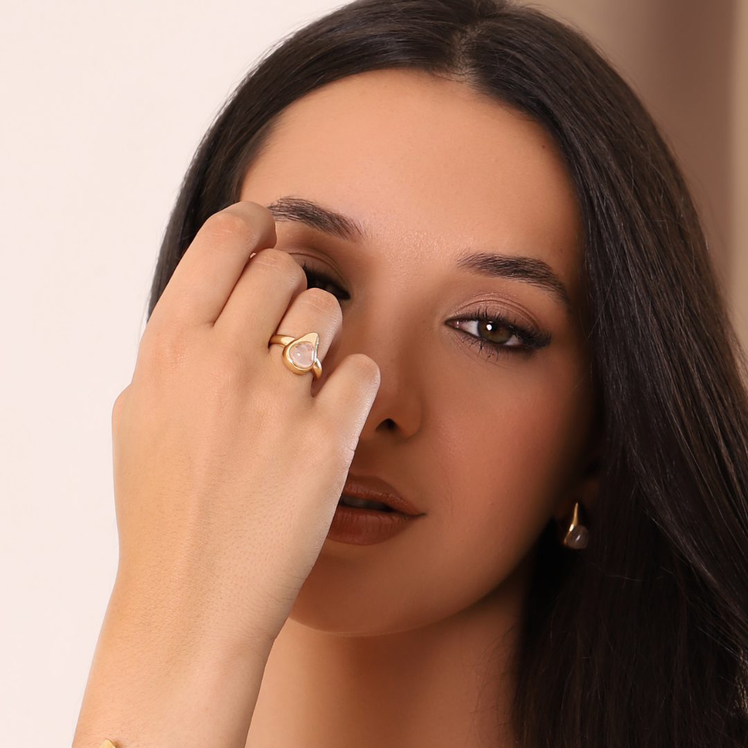 Anillo Higo Cuarzo Rosa