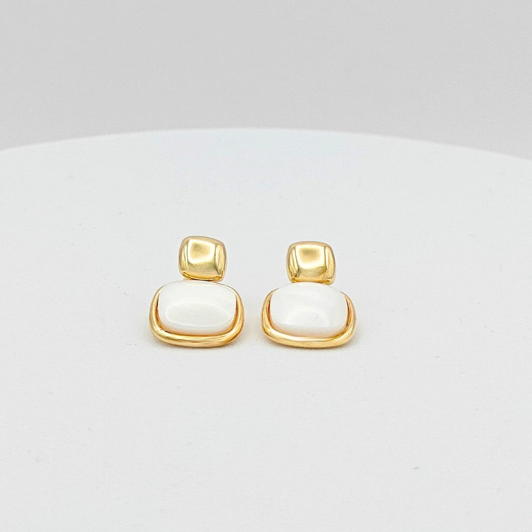 Pendientes Basic cuadrado duo Madreperla