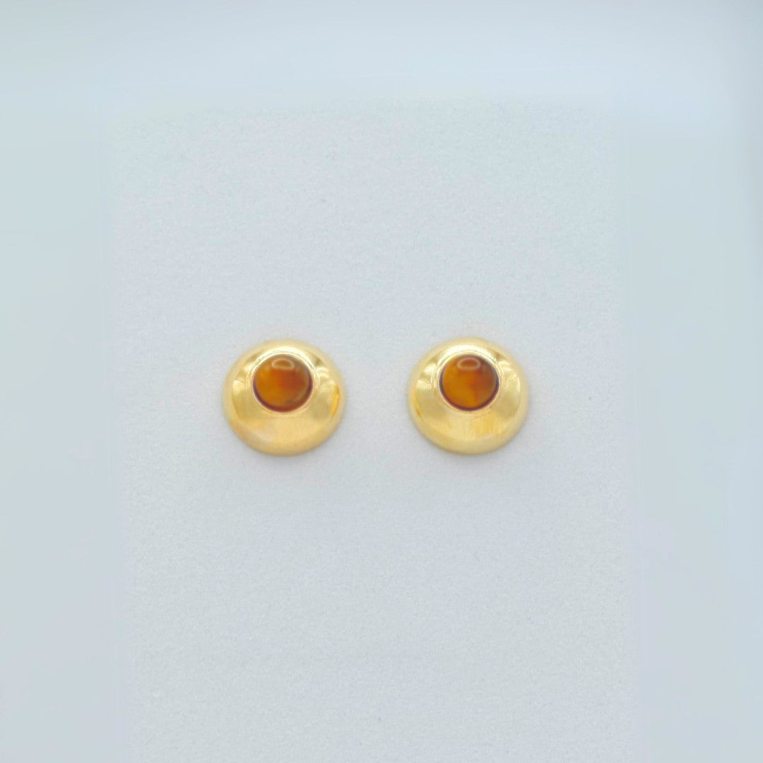 Pendientes Spot redondo cabujón Ojo de tigre