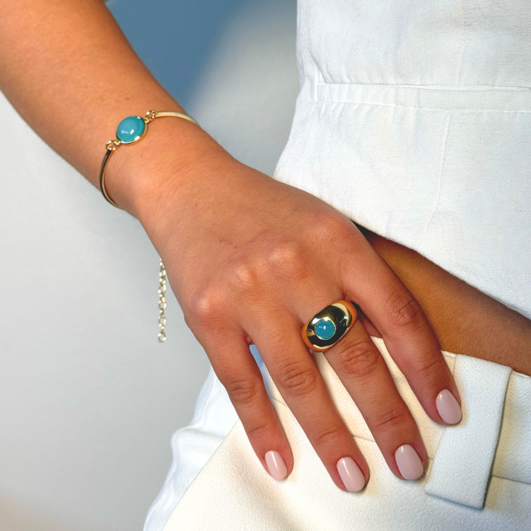 Pulsera Basic Ágata azul cielo