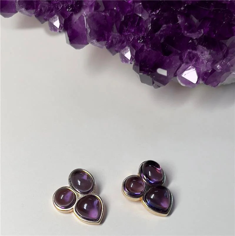 Pendientes Basic tres piedras Amatista