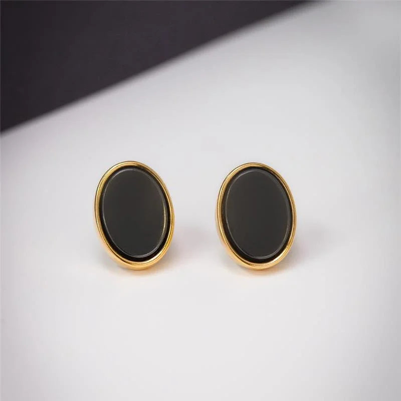 Pendientes Hematita ovalado
