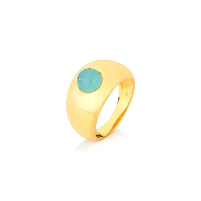 Spot ring cabochon stone sky blue agate