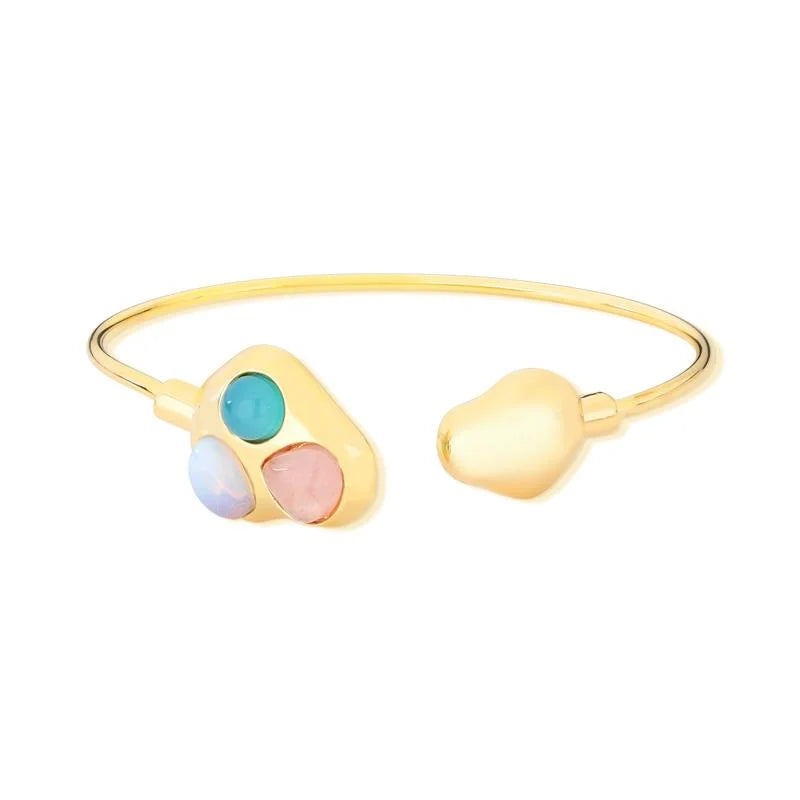 Brazalete Spot Opalina, Ágata azul cielo y Cuarzo rosa