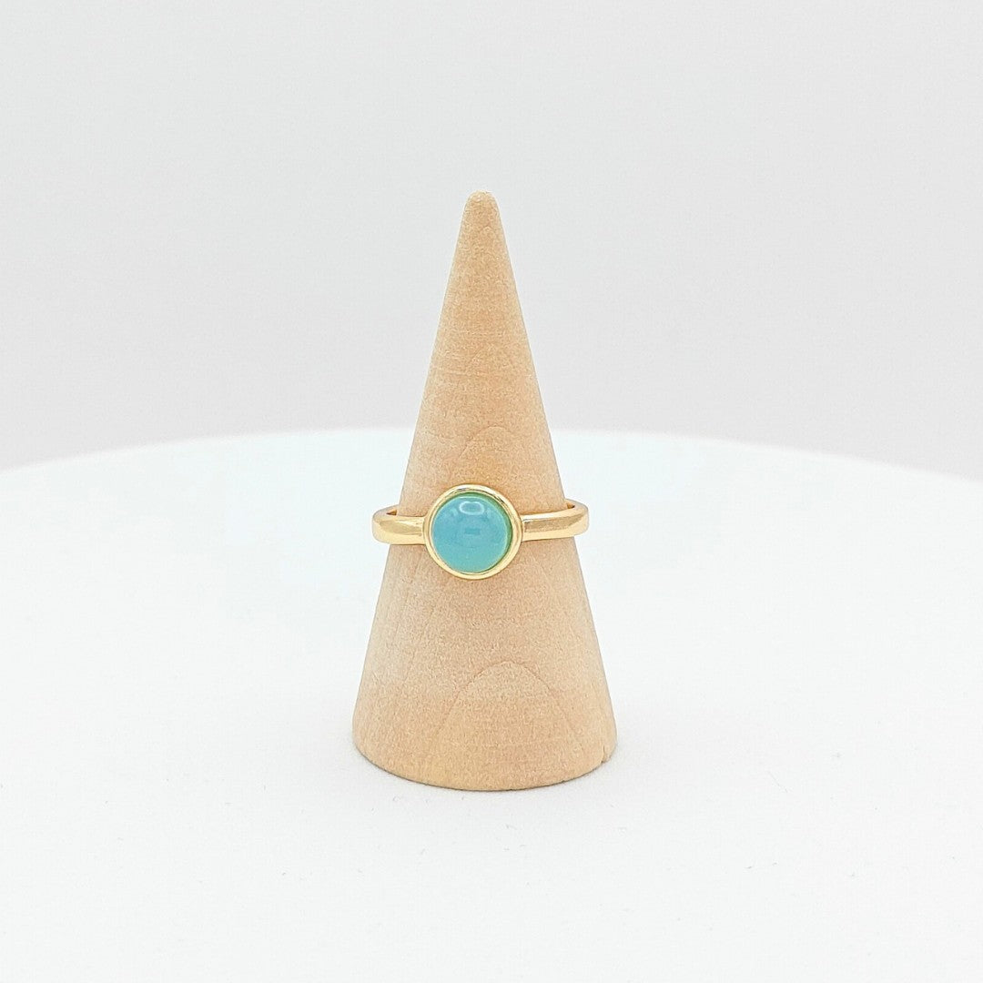 Basic pinky ring adjustable cabochon stone sky blue agate