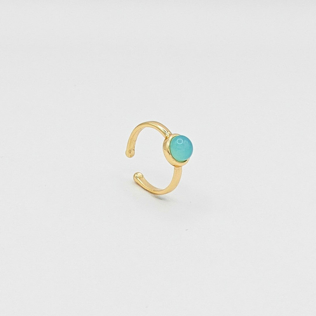 Basic pinky ring adjustable cabochon stone sky blue agate