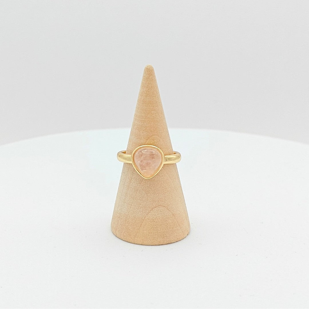Basic adjustable pinky ring drop Rose Quartz