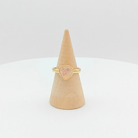 Anillo meñique Basic ajustable gota Cuarzo rosa