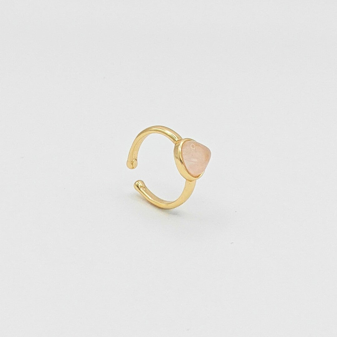 Basic adjustable pinky ring drop Rose Quartz