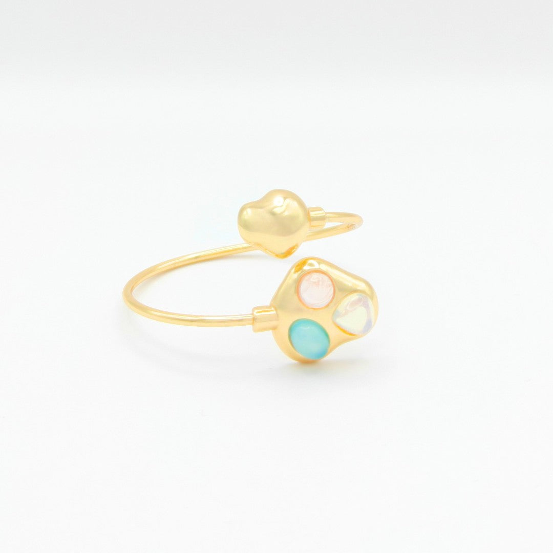 Brazalete Spot Opalina, Ágata azul cielo y Cuarzo rosa