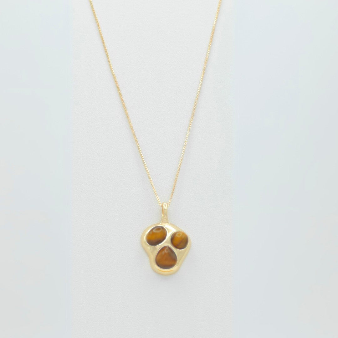 Collar Spot piedra cabujón orgánico Ojo de tigre