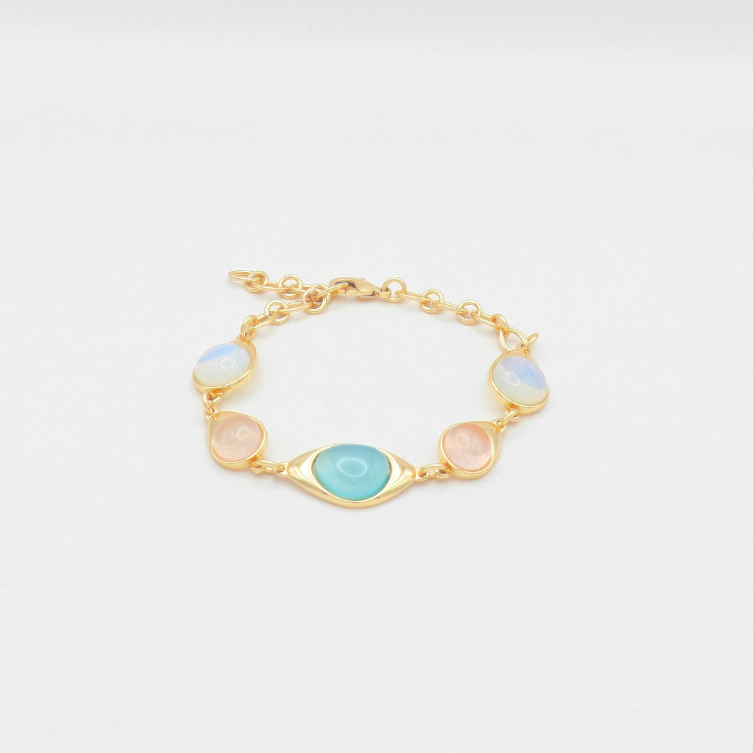 Spot Opalina, Sky Blue Agate and Rose Quartz Bracelet
